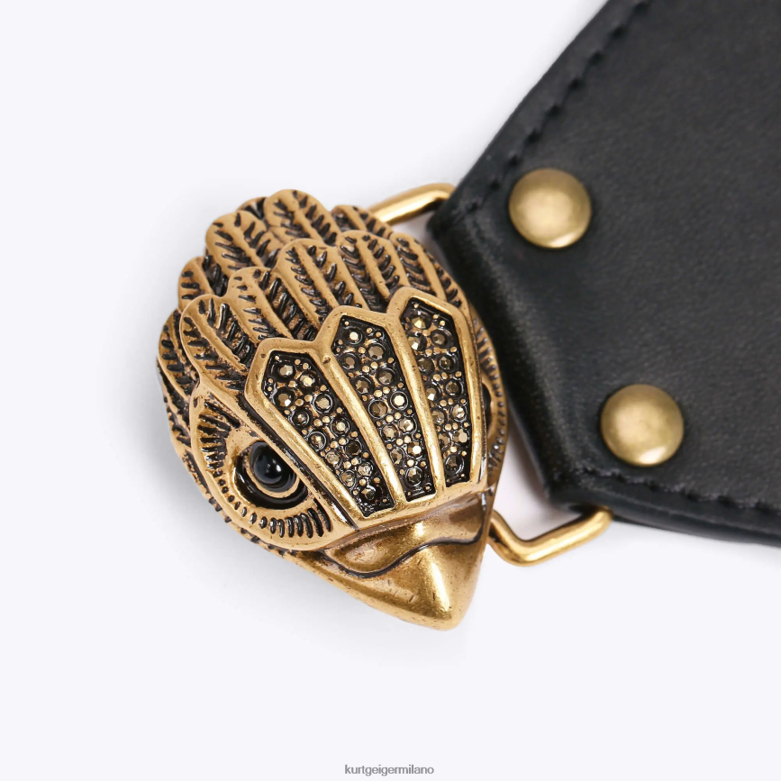 esso Kurt Geiger donne Cintura London Eagle elasticizzata 65 nero 8024FF567 | Accessori