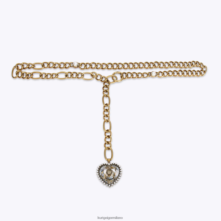 esso Kurt Geiger donne Cintura con catena a cuore London Eagle oro 8024FF501 | Accessori