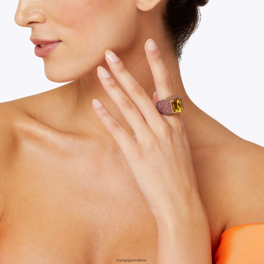 esso Kurt Geiger donne Anello London XL con pavé di cristalli fucsia 8024FF526 | Accessori