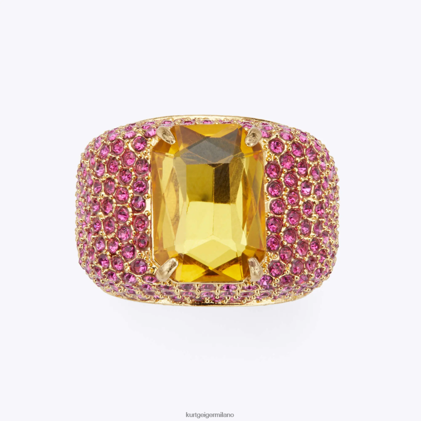 esso Kurt Geiger donne Anello London XL con pavé di cristalli fucsia 8024FF526 | Accessori
