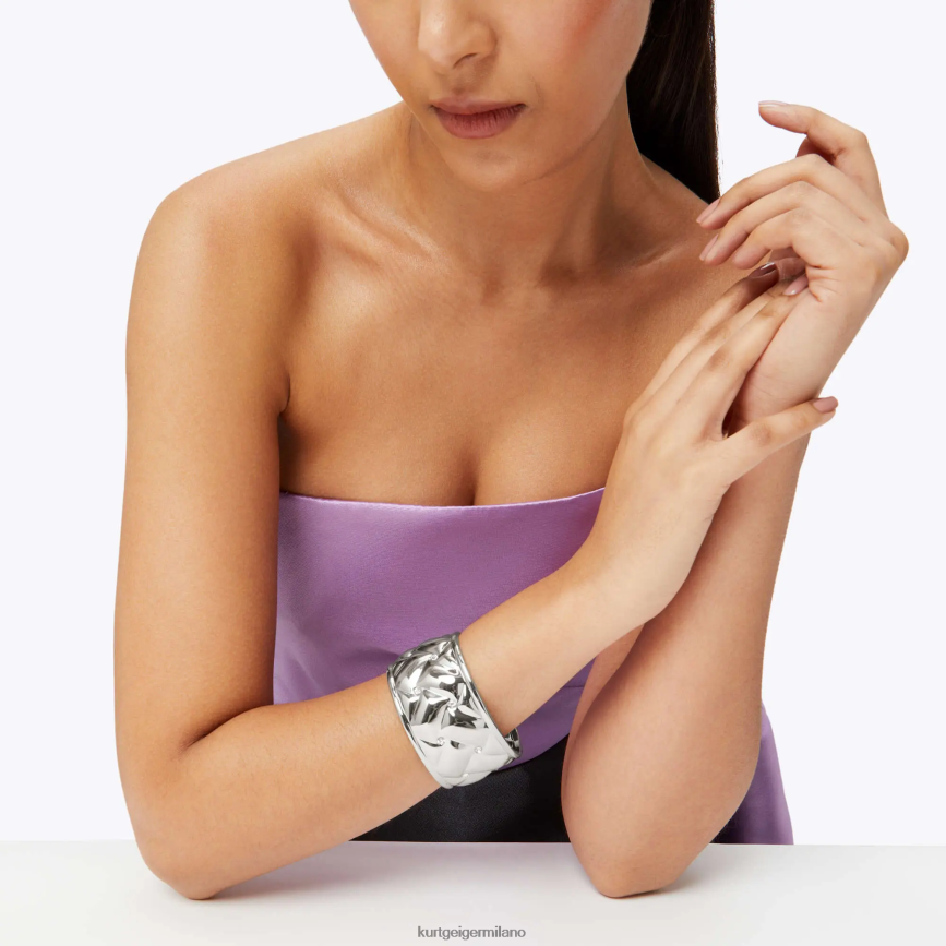 esso Kurt Geiger donne Bracciale London trapuntato in metallo XL argento 8024FF544 | Accessori