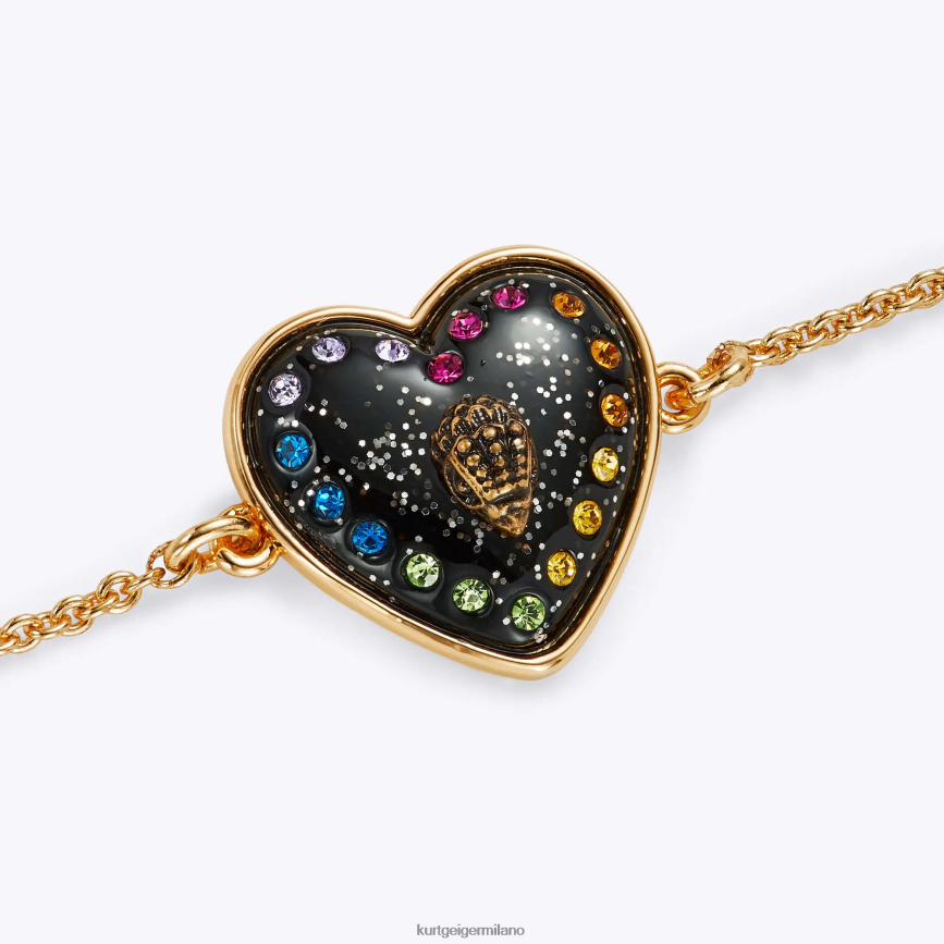 esso Kurt Geiger donne Bracciale con cuore glitterato London combinazione nera 8024FF578 | Accessori