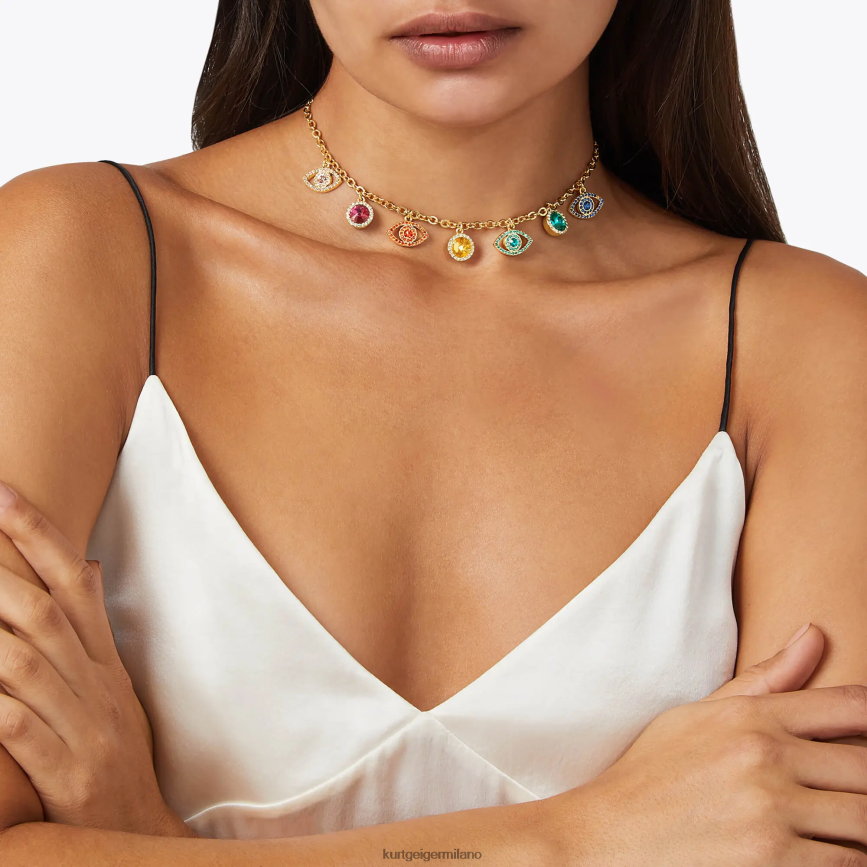 esso Kurt Geiger donne Collana di cristalli del malocchio di Londra oro 8024FF589 | Accessori