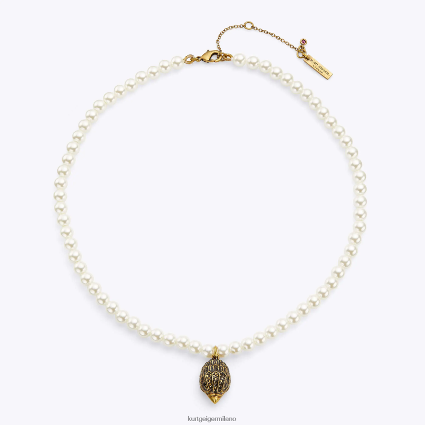 esso Kurt Geiger donne Collana di perle dell'aquila di Londra bianco 8024FF570 | Accessori