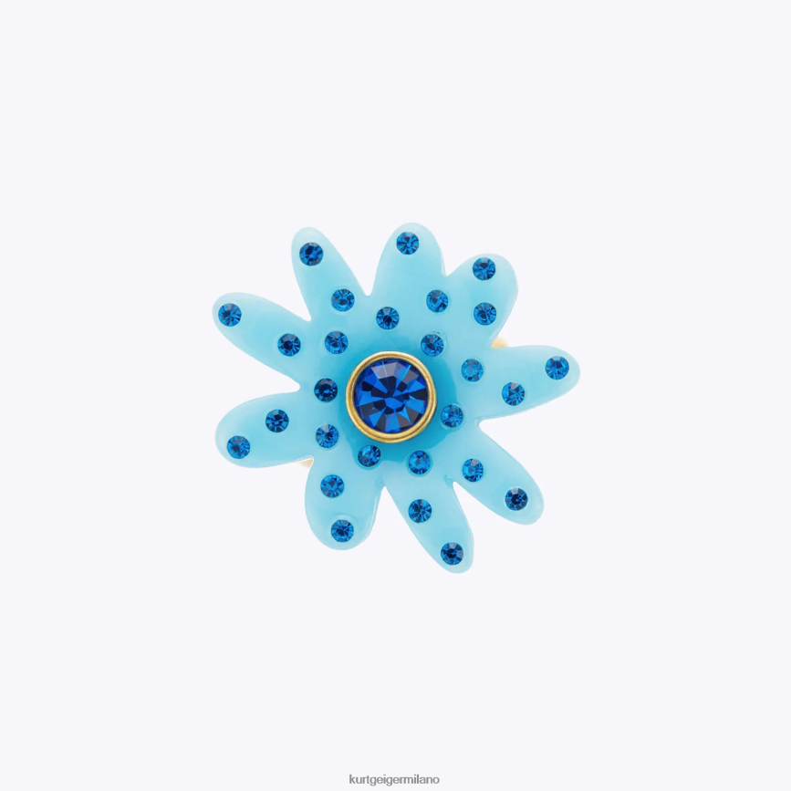 esso Kurt Geiger donne anello di cristallo della margherita di Londra blu 8024FF530 | Accessori