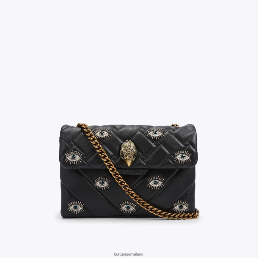 esso Kurt Geiger donne Borsa London Kensington media con occhiello combinazione nera 8024FF80 | borse