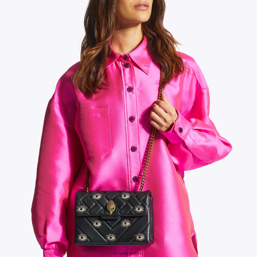 esso Kurt Geiger donne Borsa London Kensington media con occhiello combinazione nera 8024FF80 | borse