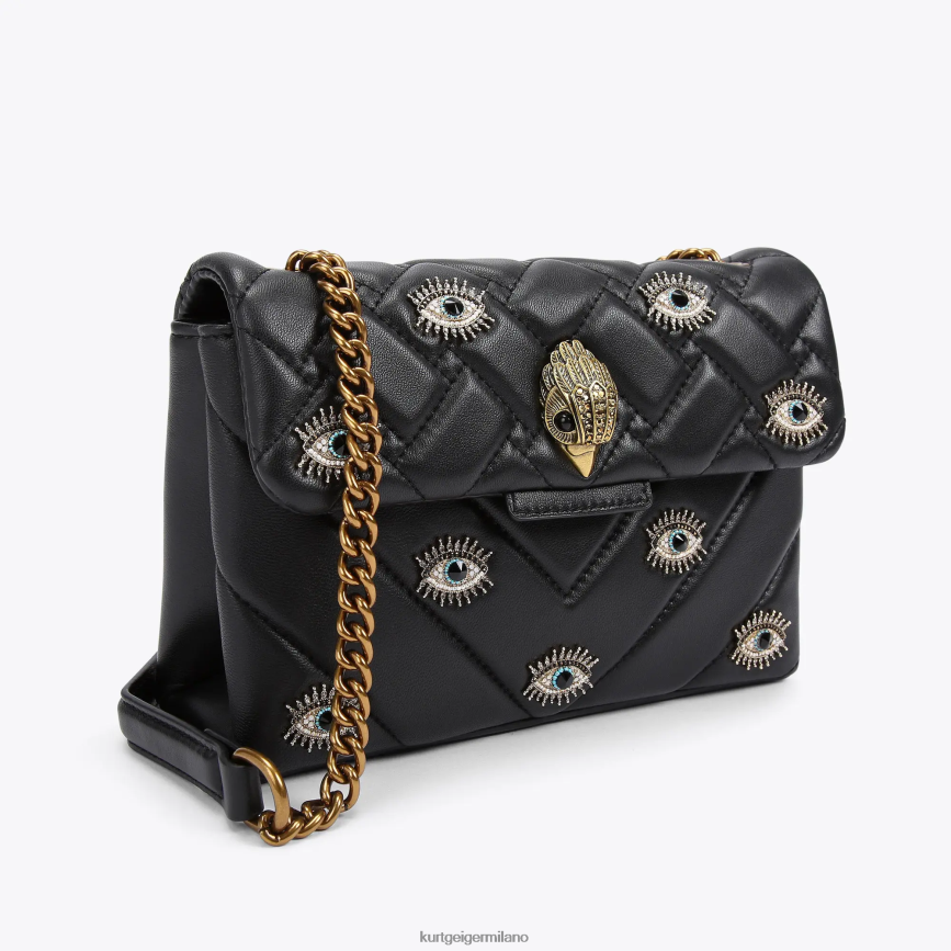 esso Kurt Geiger donne Borsa London Kensington media con occhiello combinazione nera 8024FF80 | borse