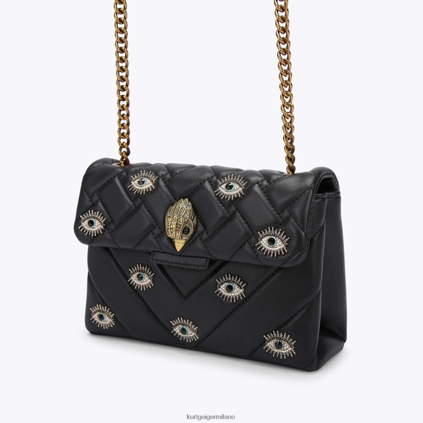 esso Kurt Geiger donne Borsa London Kensington media con occhiello combinazione nera 8024FF80 | borse