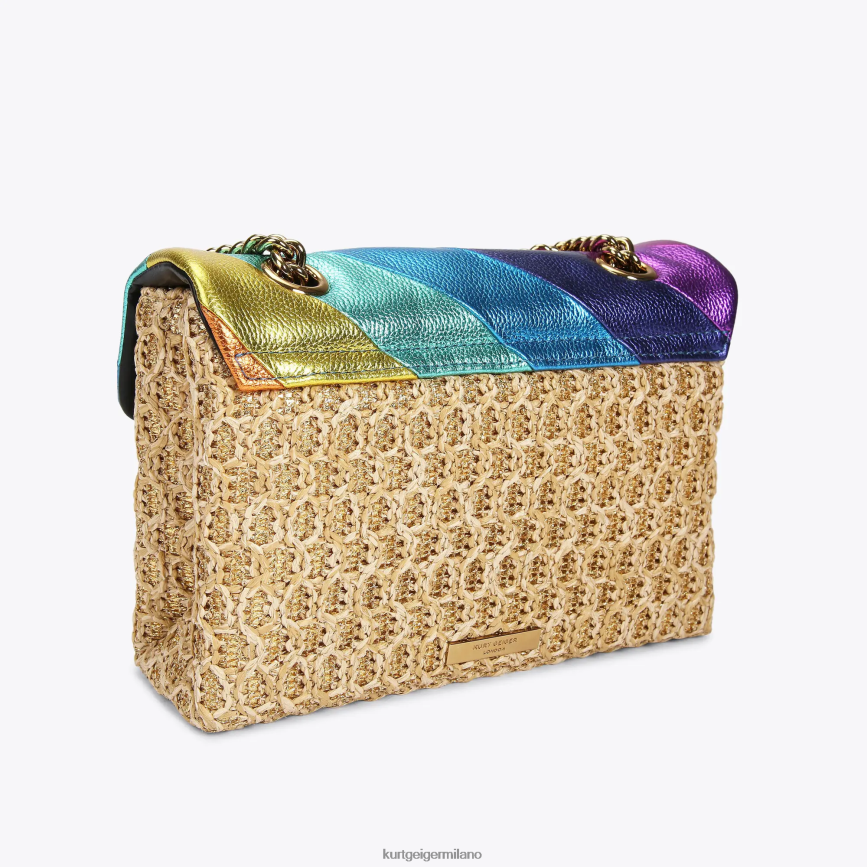 esso Kurt Geiger donne Borsa London in rafia Kensington multi/altro 8024FF16 | borse