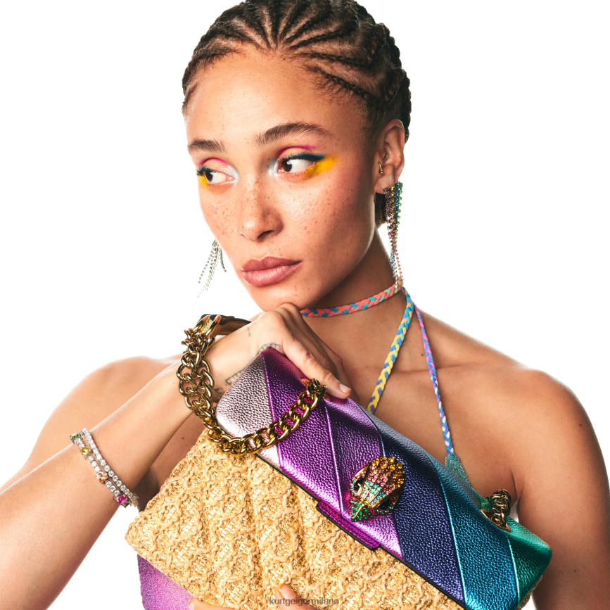 esso Kurt Geiger donne Borsa London in rafia Kensington multi/altro 8024FF16 | borse