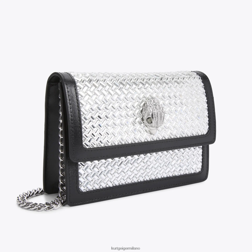 esso Kurt Geiger donne Borsa a tracolla piccola London Shoreditch combinazione argento 8024FF129 | borse