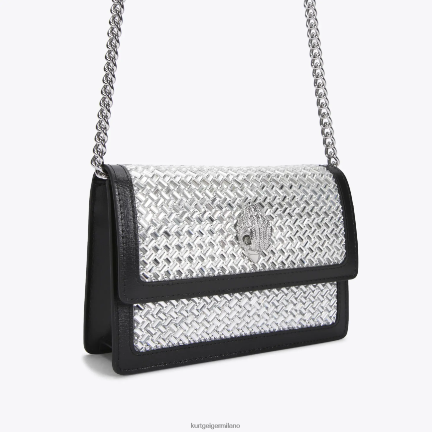 esso Kurt Geiger donne Borsa a tracolla piccola London Shoreditch combinazione argento 8024FF129 | borse
