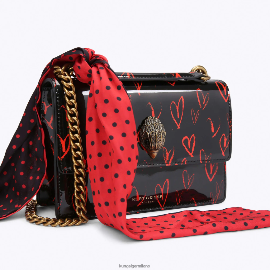 esso Kurt Geiger donne Borsa a tracolla piccola London Shoreditch nero rosso 8024FF116 | borse