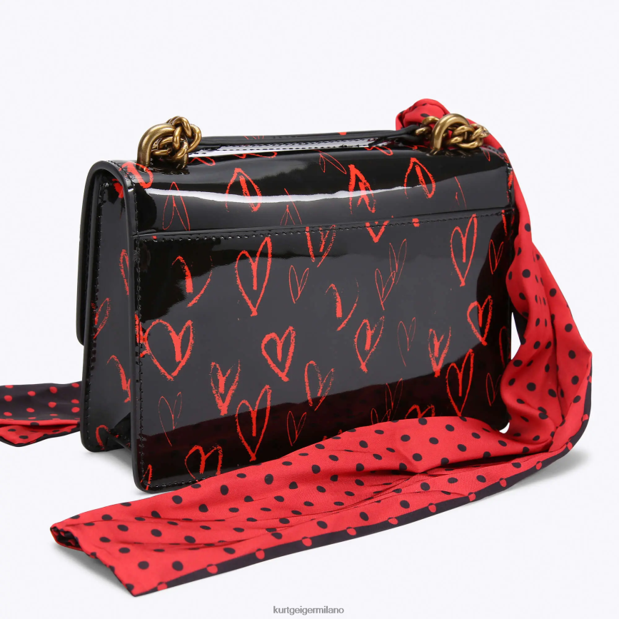 esso Kurt Geiger donne Borsa a tracolla piccola London Shoreditch nero rosso 8024FF116 | borse