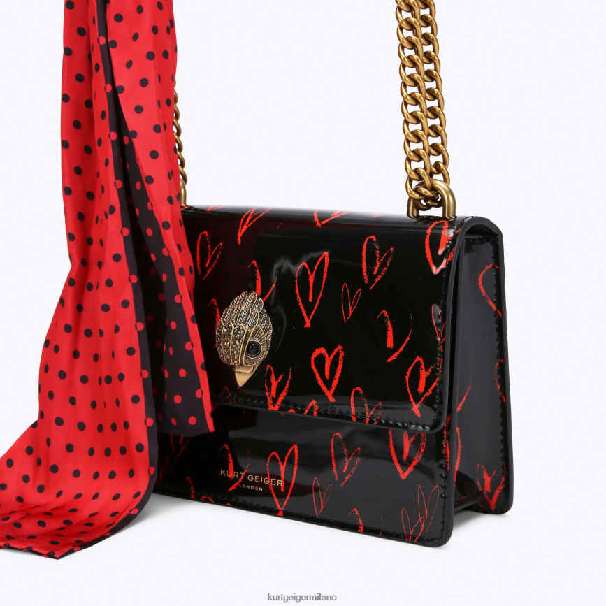 esso Kurt Geiger donne Borsa a tracolla piccola London Shoreditch nero rosso 8024FF116 | borse
