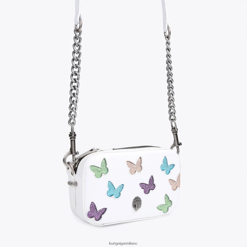 esso Kurt Geiger donne Borsa fotografica piccola London a farfalla pettine bianco 8024FF213 | borse