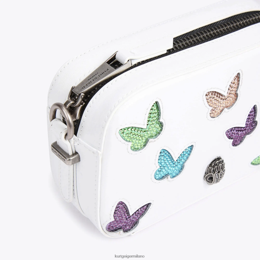 esso Kurt Geiger donne Borsa fotografica piccola London a farfalla pettine bianco 8024FF213 | borse
