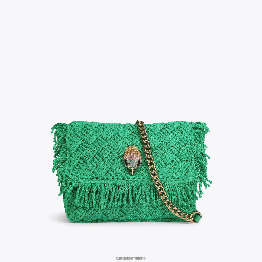 esso Kurt Geiger donne Londra, frange all'uncinetto, Kensington verde 8024FF45 | borse
