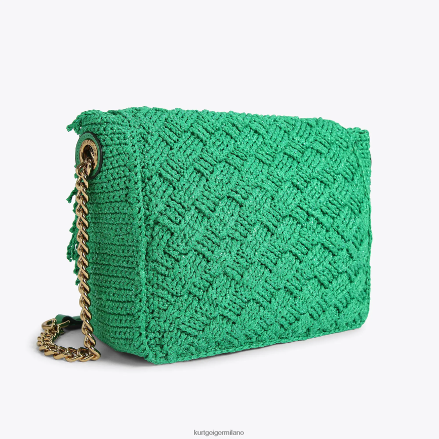esso Kurt Geiger donne Londra, frange all\'uncinetto, Kensington verde 8024FF45 | borse