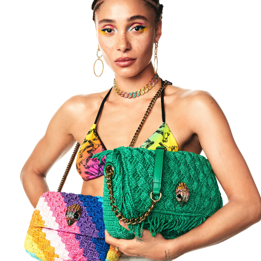 esso Kurt Geiger donne Londra, frange all\'uncinetto, Kensington verde 8024FF45 | borse