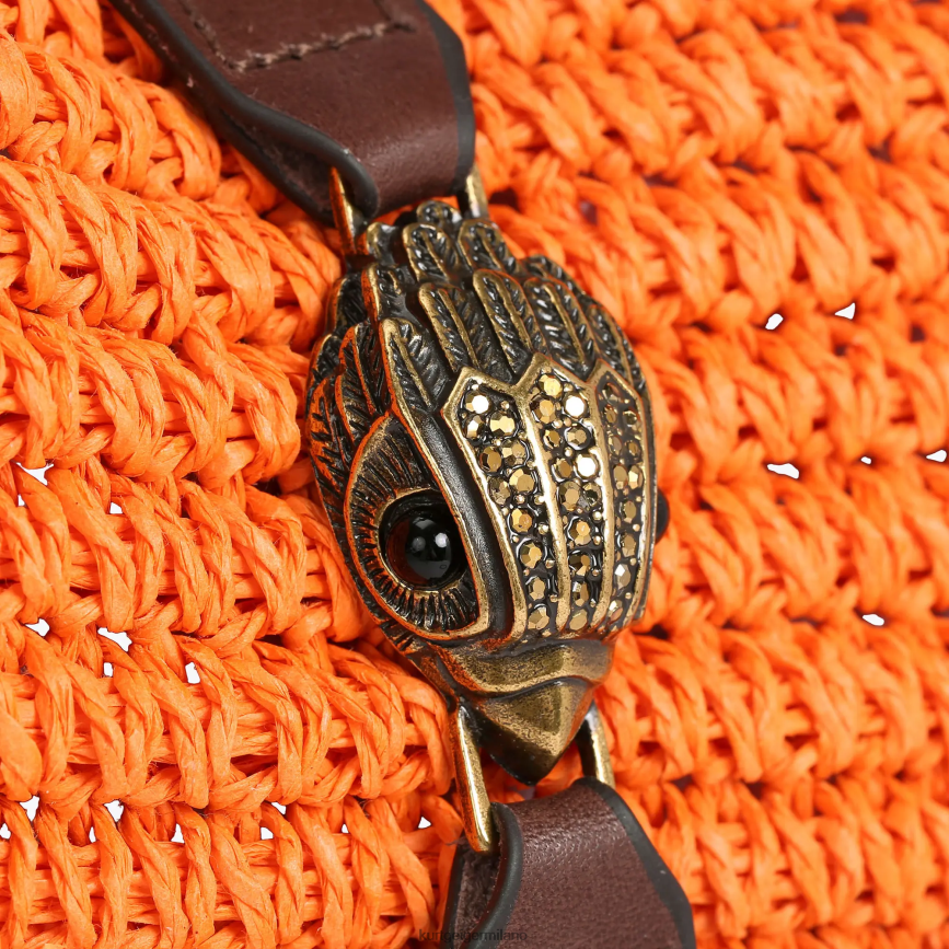 esso Kurt Geiger donne Borsa tote in rafia London Hampton arancia 8024FF458 | borse