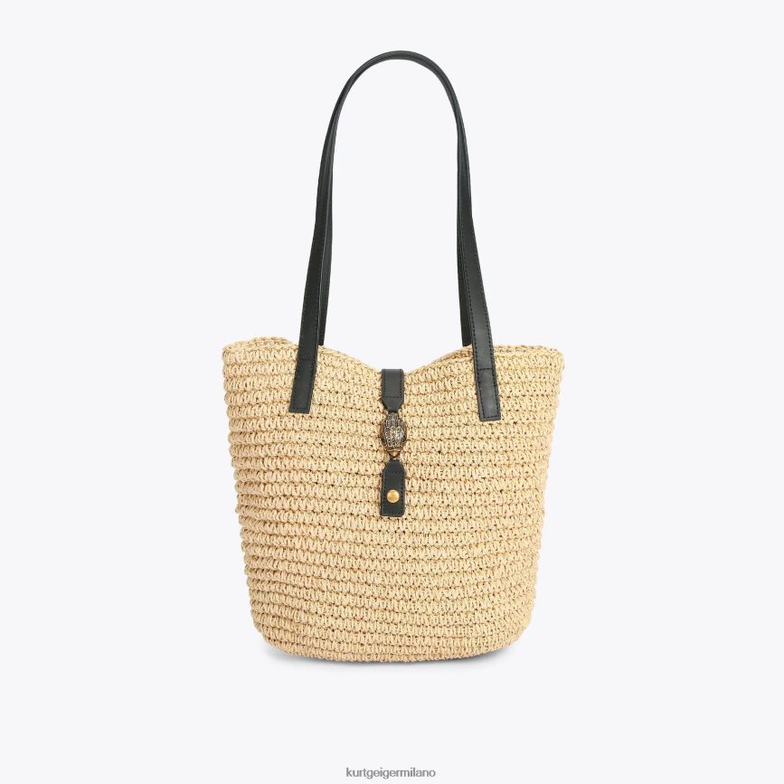 esso Kurt Geiger donne Borsa tote in rafia London Hampton beige 8024FF462 | borse