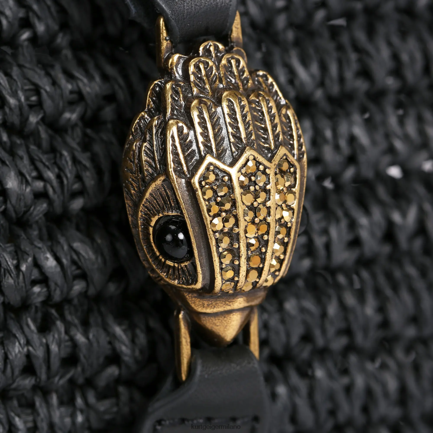 esso Kurt Geiger donne Borsa tote in rafia London Hampton nero 8024FF463 | borse