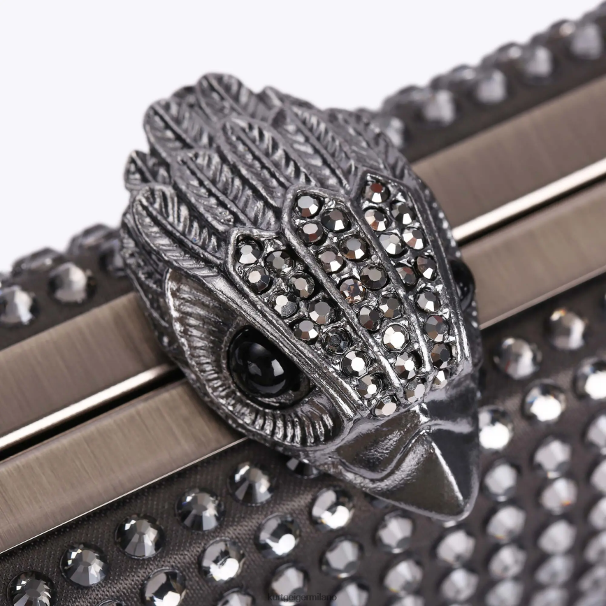 esso Kurt Geiger donne Pochette Kensington in cristalli London grigio 8024FF55 | borse