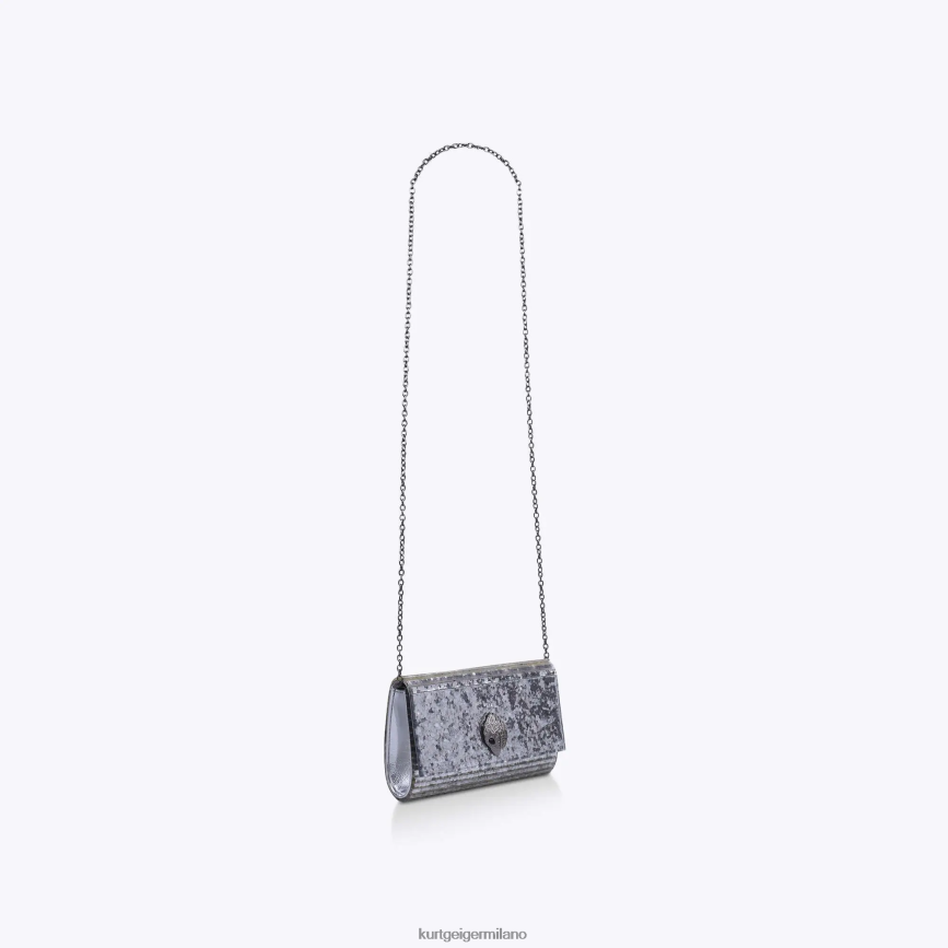 esso Kurt Geiger donne london party eagle pochette inzuppata argento 8024FF264 | borse