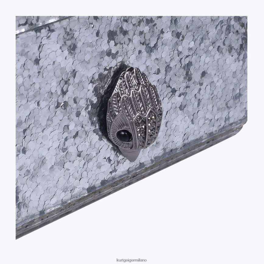 esso Kurt Geiger donne london party eagle pochette inzuppata argento 8024FF264 | borse