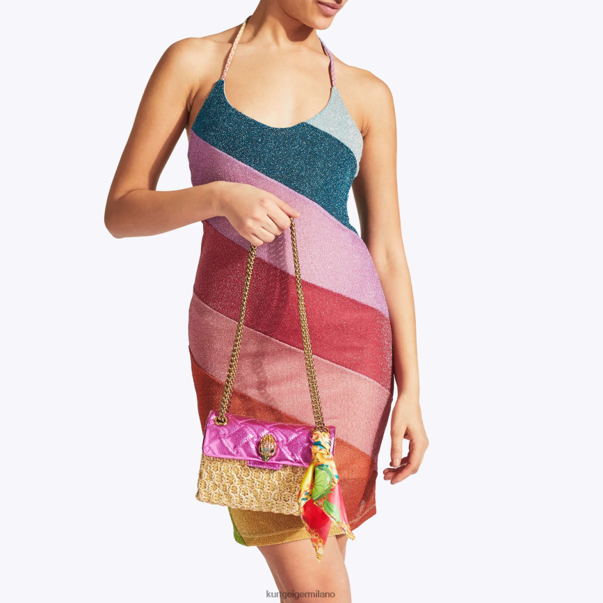 esso Kurt Geiger donne Londra rafia mini kensington combinazione d\'oro 8024FF89 | borse