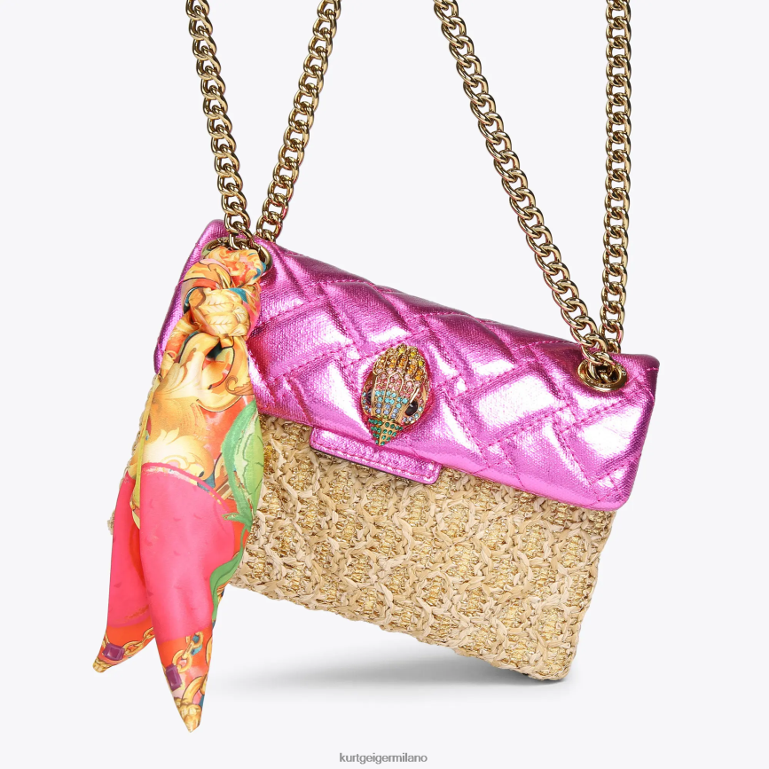 esso Kurt Geiger donne Londra rafia mini kensington combinazione d\'oro 8024FF89 | borse