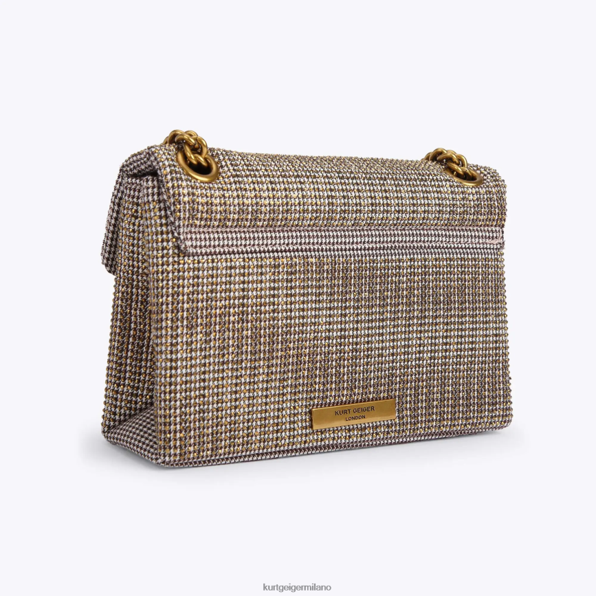 esso Kurt Geiger donne tessuto pied de poule londra mini kensington beige 8024FF74 | borse