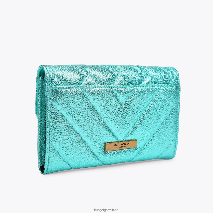 esso Kurt Geiger donne Portafoglio con catena London Kensington verde acqua 8024FF111 | borse