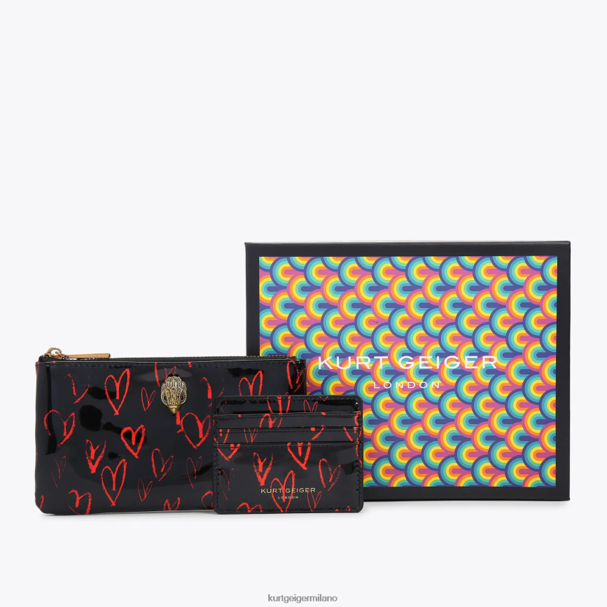 esso Kurt Geiger donne set regalo con custodia London Eagle nero rosso 8024FF499 | borse
