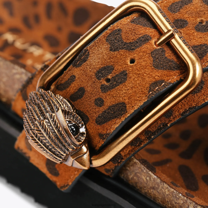 esso Kurt Geiger donne Ciabatte con barra a T con fibbia London Eagle marrone medio 8024FF442 | calzature