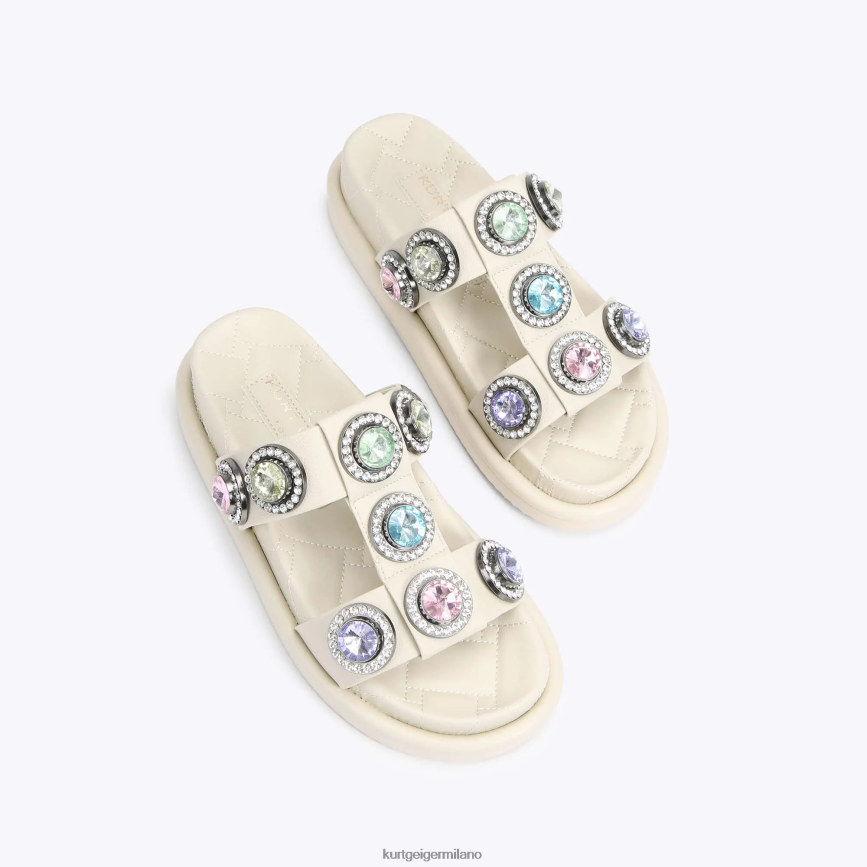 esso Kurt Geiger donne Sandalo London Orson in cristallo combinazione ossea 8024FF428 | calzature