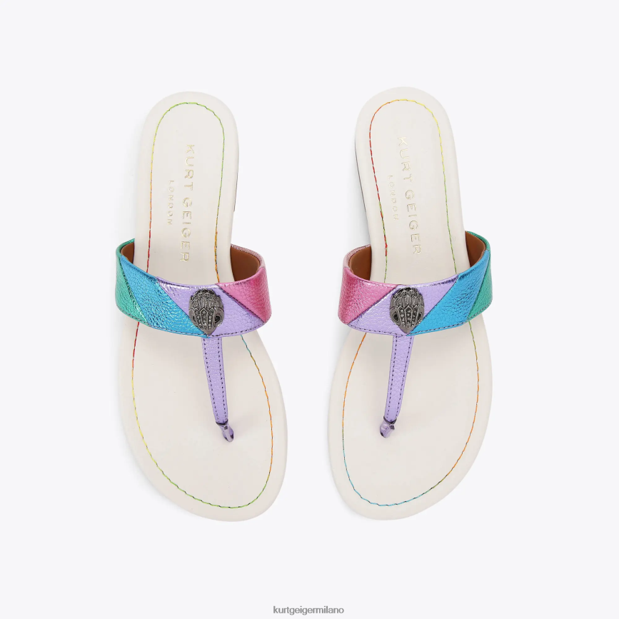 esso Kurt Geiger donne sandalo t-bar London Kensington combinazione di metalli 8024FF228 | calzature