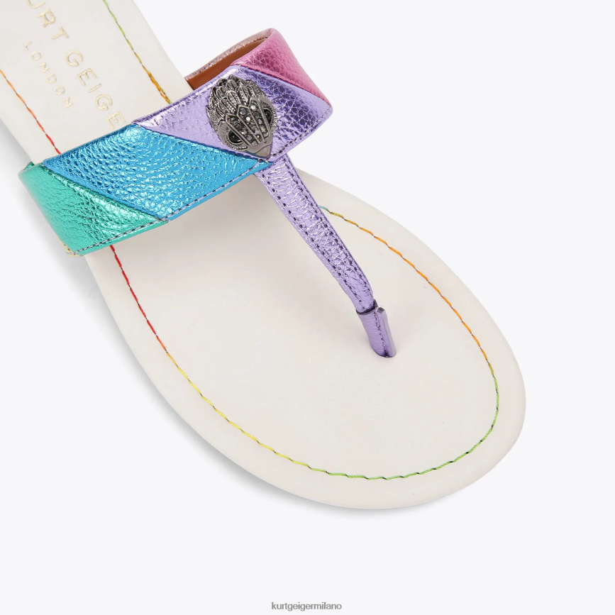esso Kurt Geiger donne sandalo t-bar London Kensington combinazione di metalli 8024FF228 | calzature