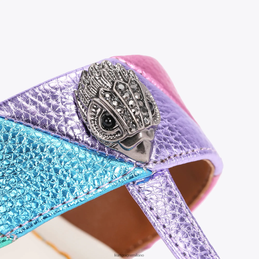 esso Kurt Geiger donne sandalo t-bar London Kensington combinazione di metalli 8024FF228 | calzature