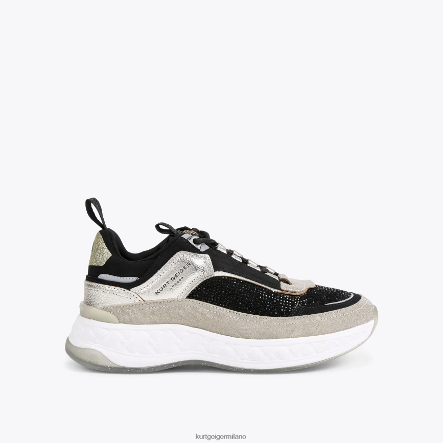 esso Kurt Geiger donne scarpa da ginnastica londra kensington nero grigio 8024FF296 | calzature
