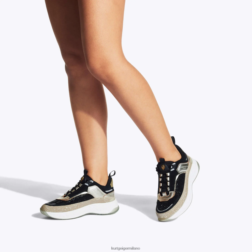 esso Kurt Geiger donne scarpa da ginnastica londra kensington nero grigio 8024FF296 | calzature