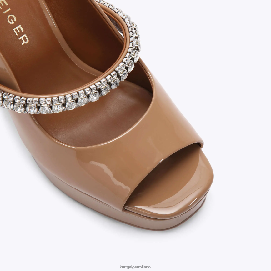esso Kurt Geiger donne London Duke peep toe con plateau cammello 8024FF341 | calzature
