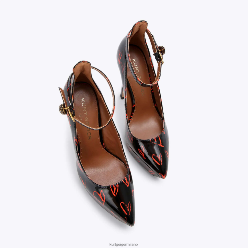 esso Kurt Geiger donne Tribunale della piattaforma di Shoreditch a Londra nero rosso 8024FF408 | calzature