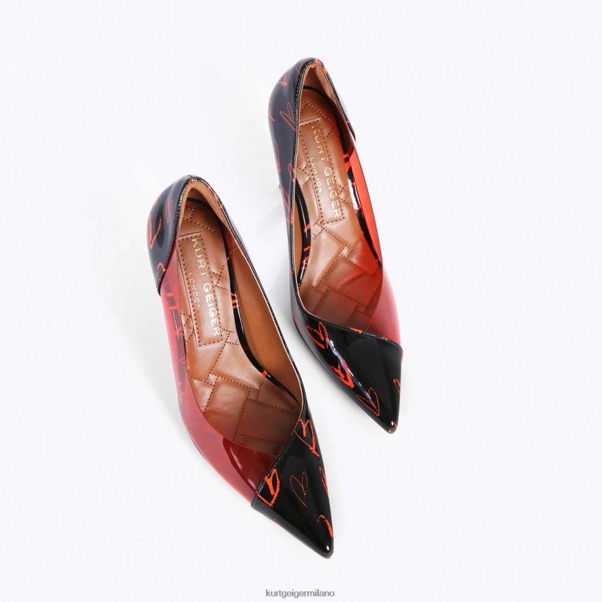 esso Kurt Geiger donne Vinile Londra Belgravia nero rosso 8024FF664 | calzature
