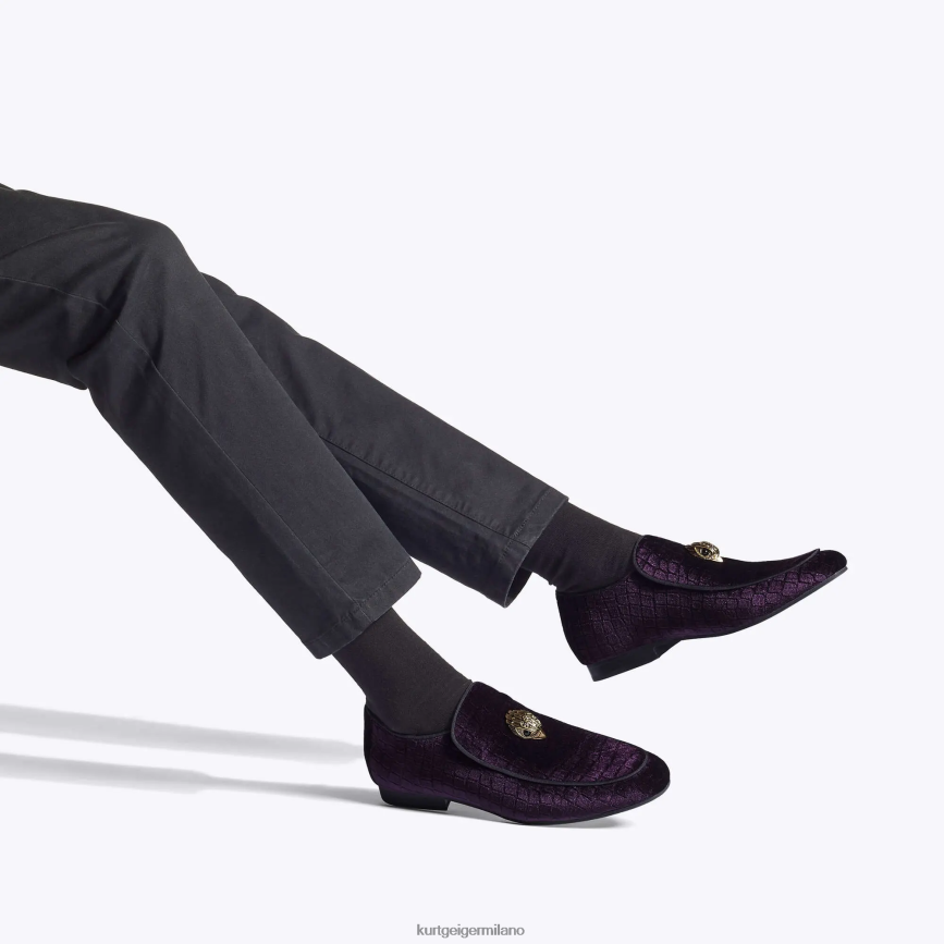 esso Kurt Geiger uomini Londra Hugh Eagle velluto viola 8024FF630 | calzature