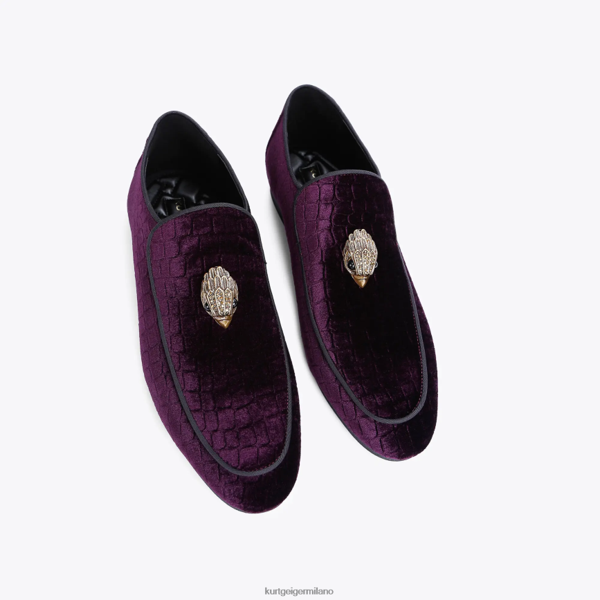 esso Kurt Geiger uomini Londra Hugh Eagle velluto viola 8024FF630 | calzature