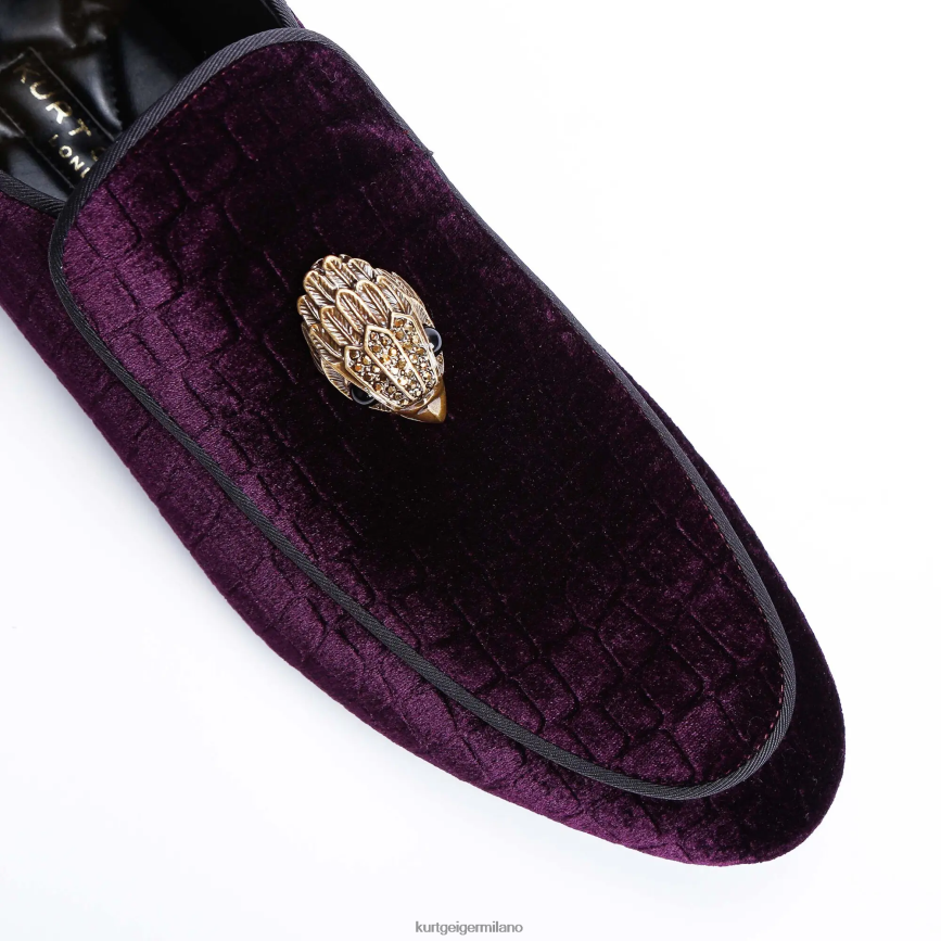 esso Kurt Geiger uomini Londra Hugh Eagle velluto viola 8024FF630 | calzature