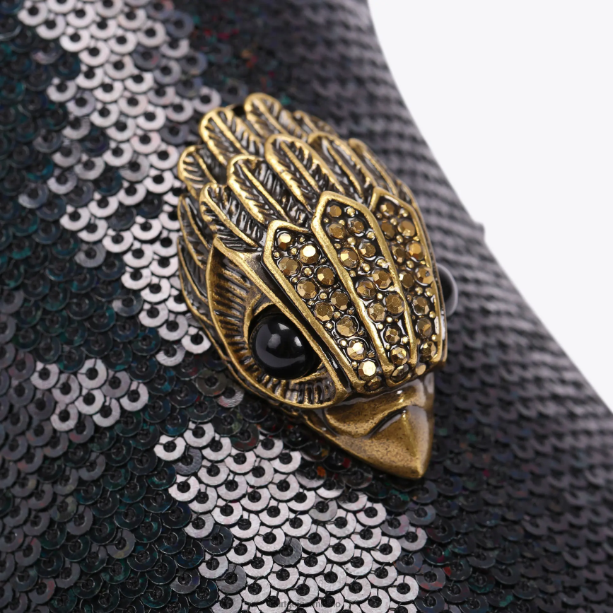 esso Kurt Geiger uomini paillettes di Londra Hugh Aquila nero verde 8024FF633 | calzature